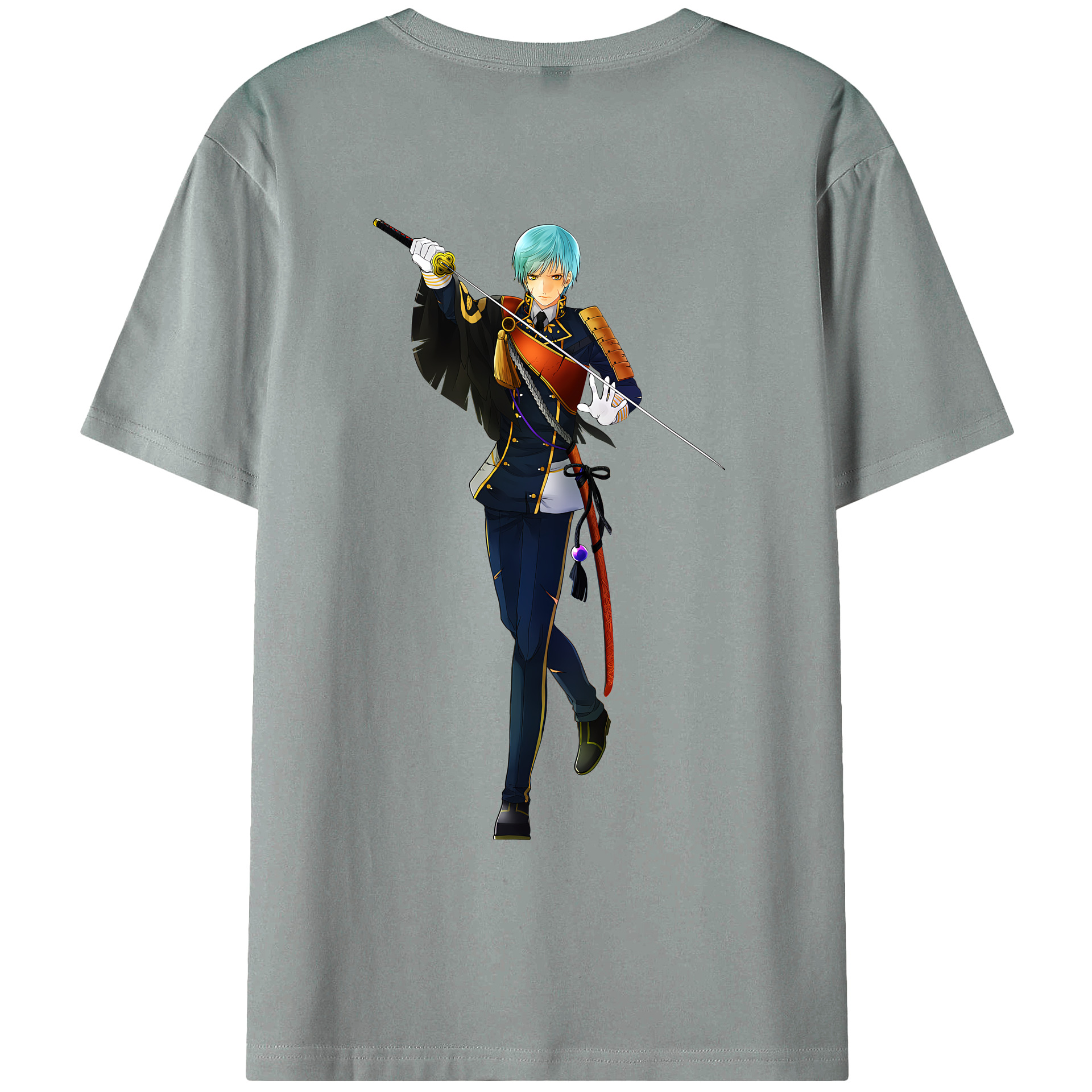 （画像用） 刀剣乱舞 Touken Ranbu 綿100％ メンズ半袖Tシャツ（バックプリント） 通気性